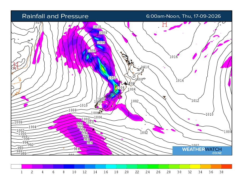 Rainfall and pressure for 6:01am on Thu 17 September 2026