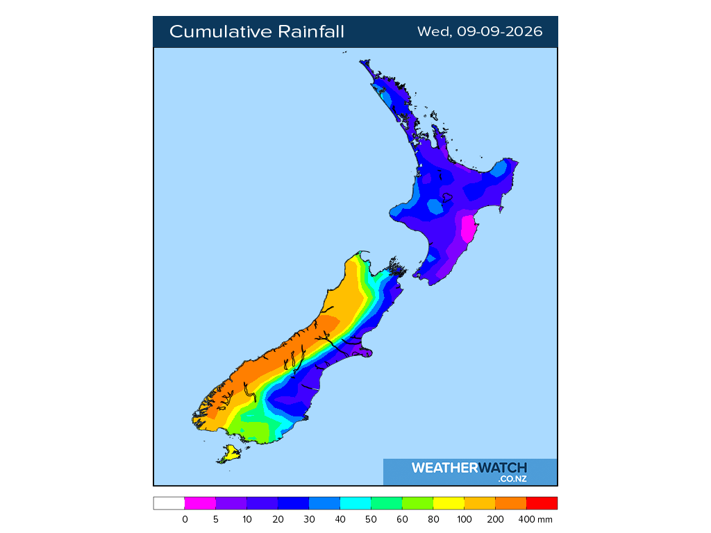 Cumulative rainfall for 6:01am on Wed 9 September 2026