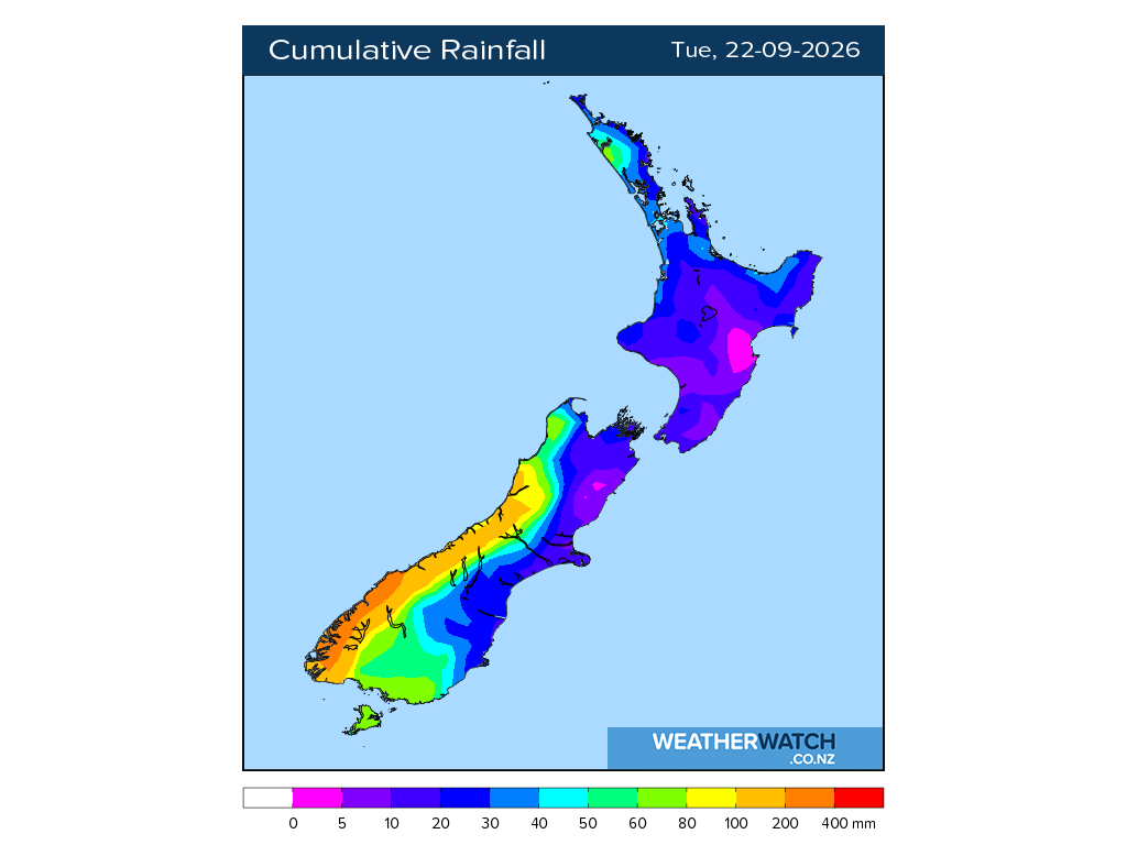 Cumulative rainfall for 7:01am on Tue 22 September 2026