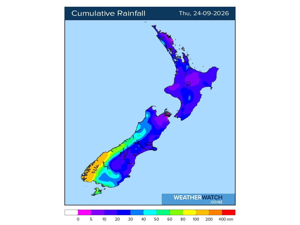 Cumulative rainfall for 7:01am on Thu 24 September 2026