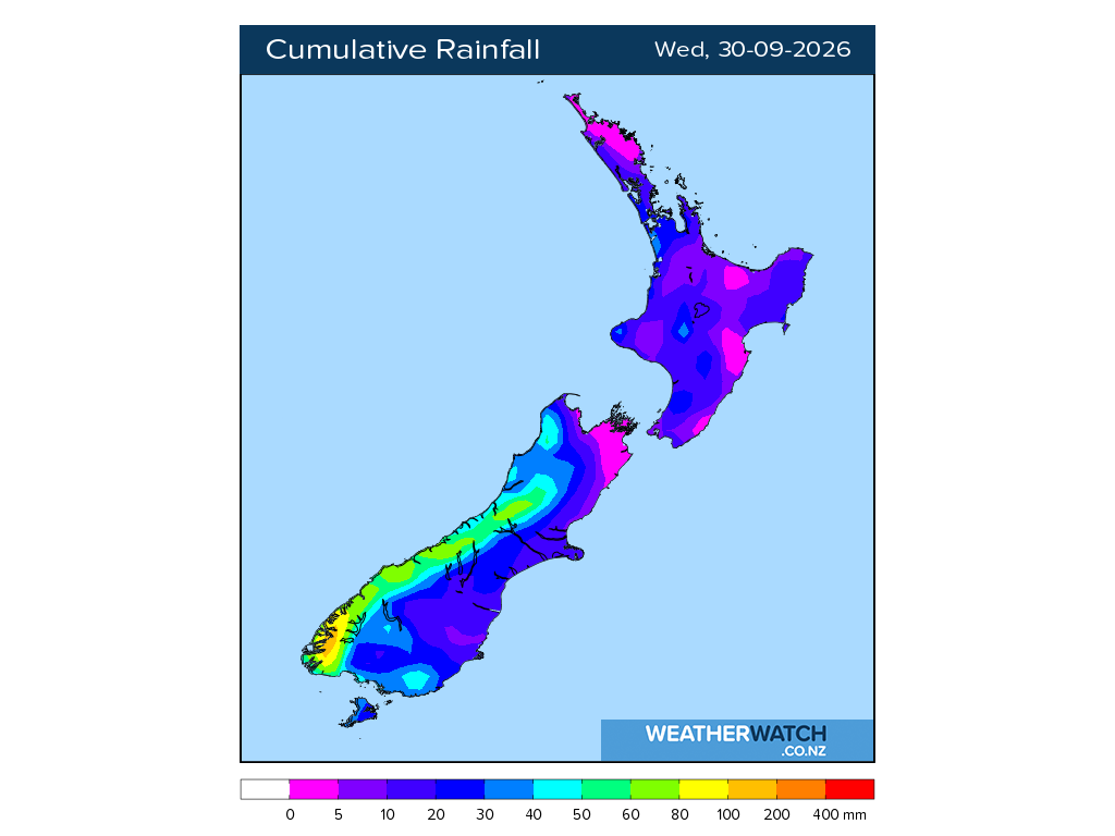 Cumulative rainfall for 7:01am on Wed 30 September 2026
