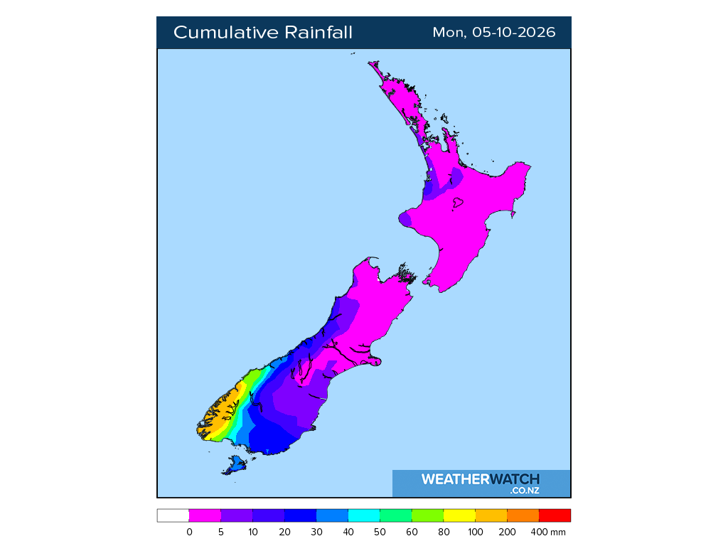 Cumulative rainfall for 7:01am on Mon 5 October 2026