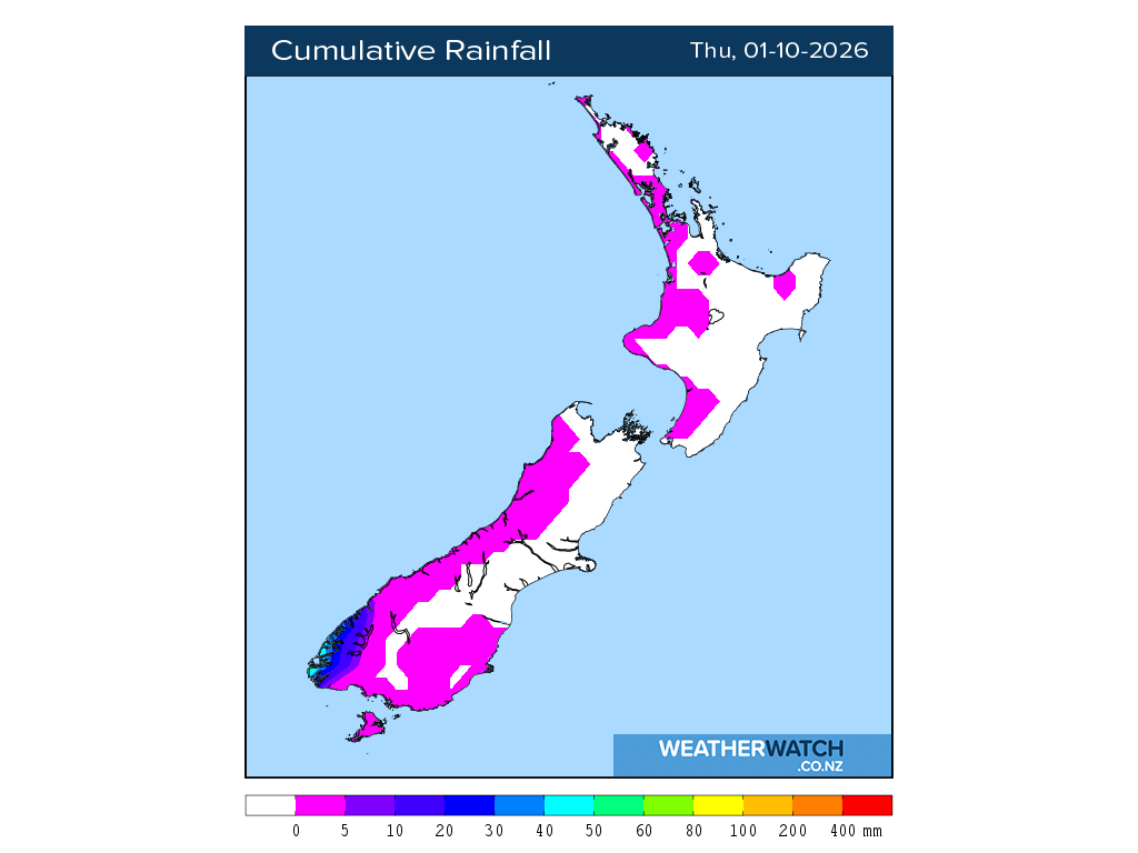 Cumulative rainfall for 7:01am on Thu 1 October 2026