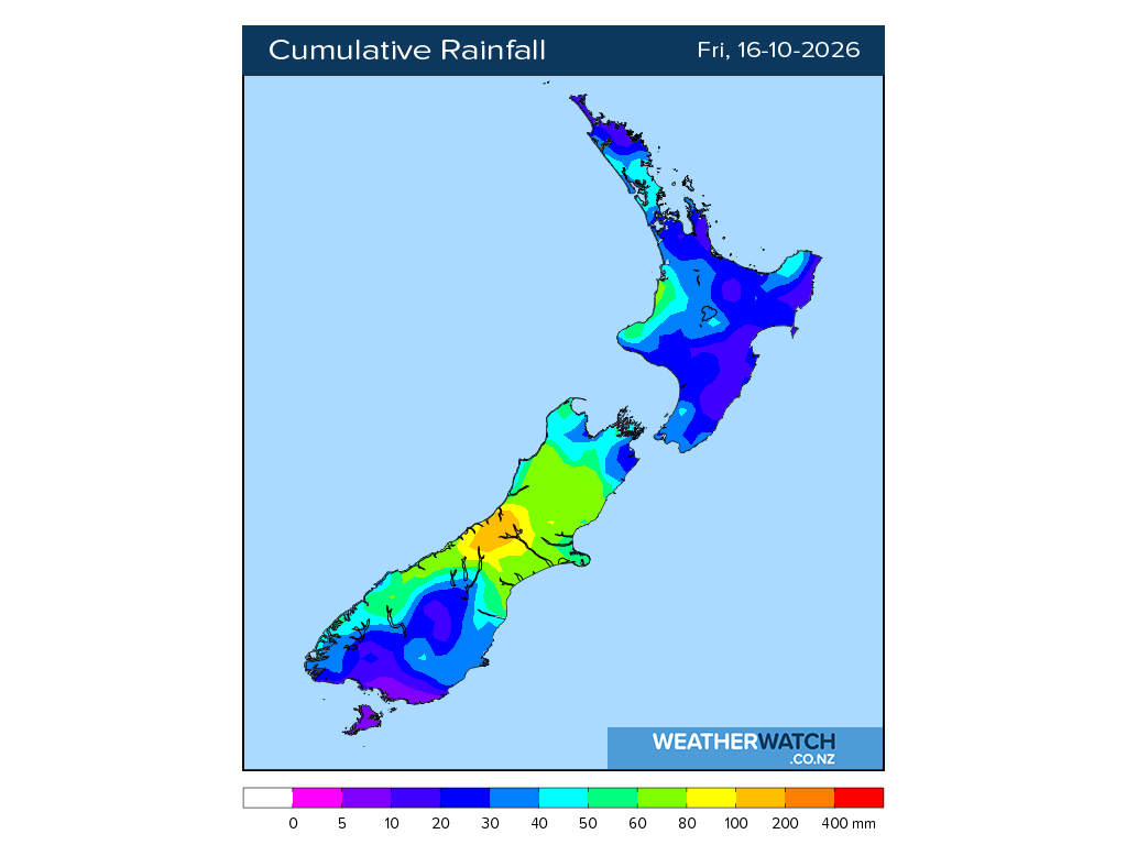 Cumulative rainfall for 7:01am on Fri 16 October 2026