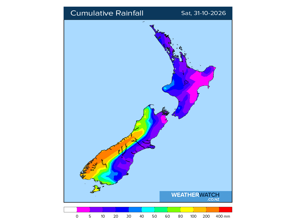 Cumulative rainfall for 7:01am on Sat 31 October 2026