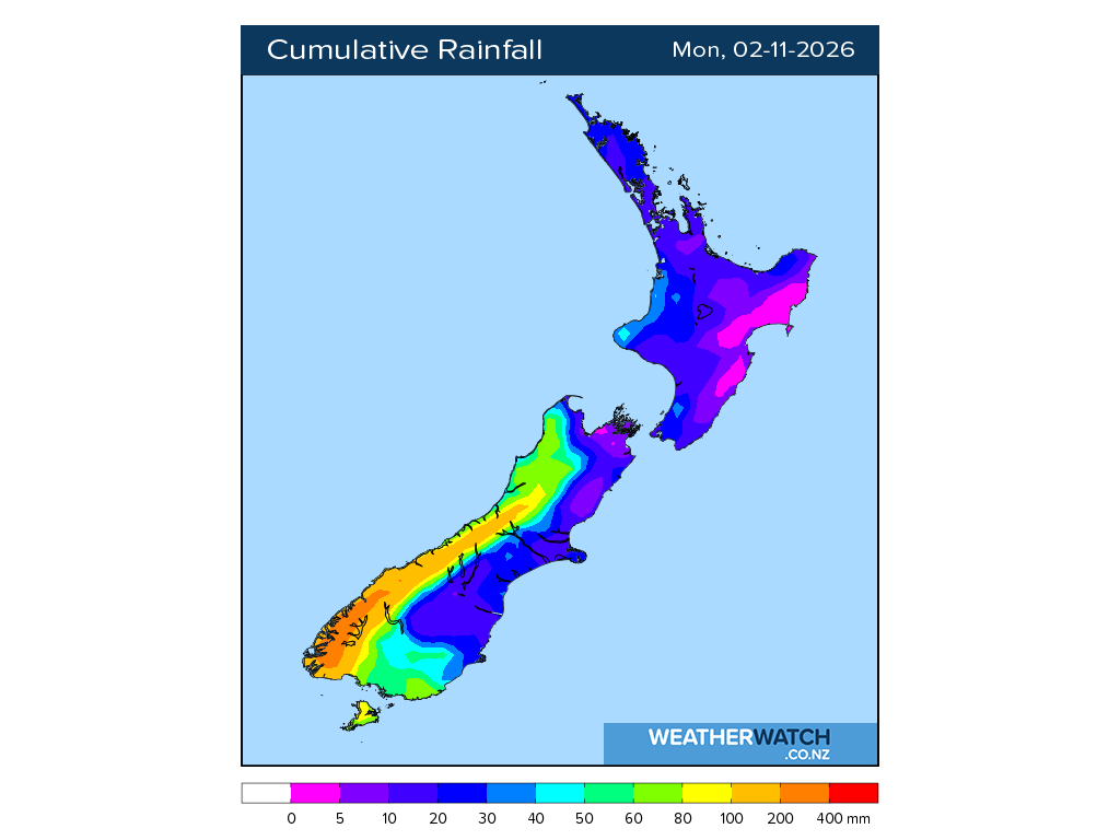 Cumulative rainfall for 7:01am on Mon 2 November 2026
