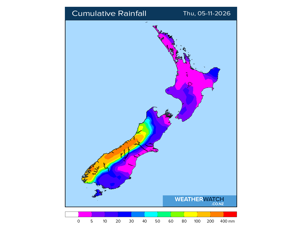Cumulative rainfall for 7:01am on Thu 5 November 2026