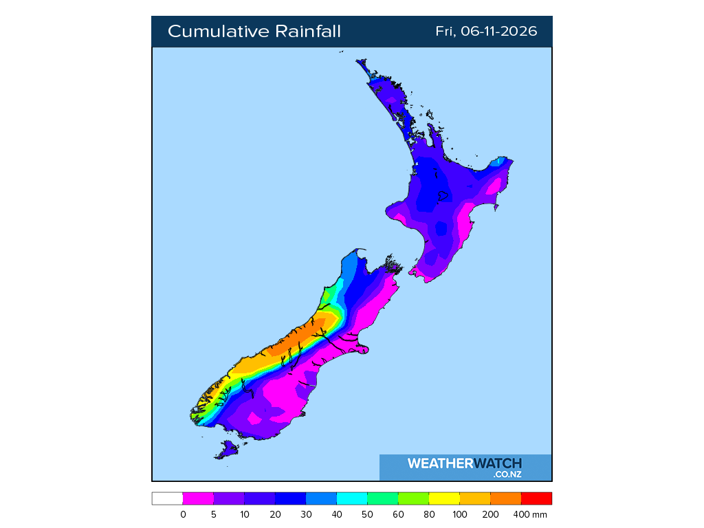 Cumulative rainfall for 7:01am on Fri 6 November 2026