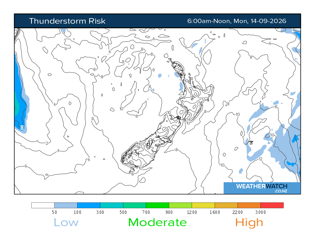 Thunderstorm risk for 6:01am on Mon 14 September 2026