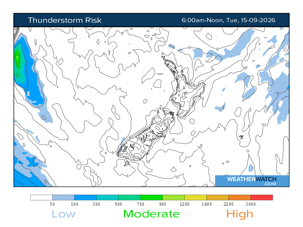 Thunderstorm risk for 6:01am on Tue 15 September 2026