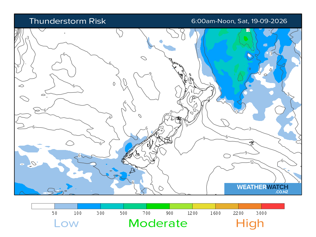 Thunderstorm risk for 6:01am on Sat 19 September 2026
