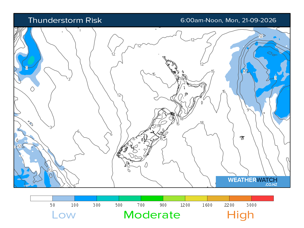 Thunderstorm risk for 6:01am on Mon 21 September 2026