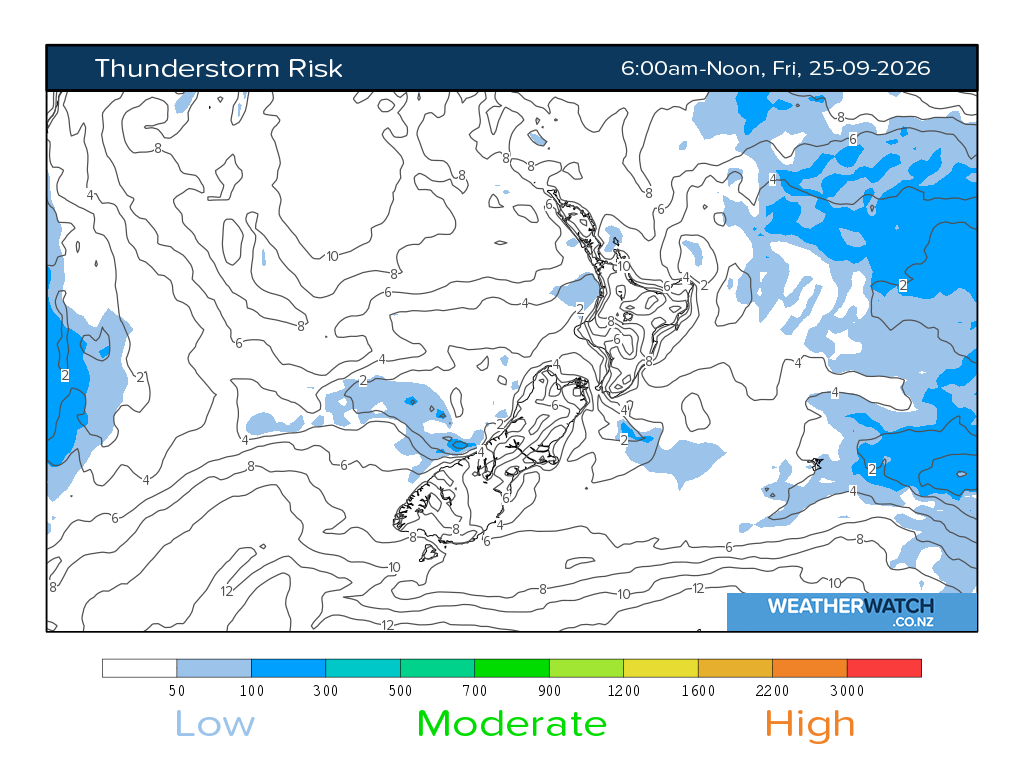 Thunderstorm risk for 6:01am on Fri 25 September 2026