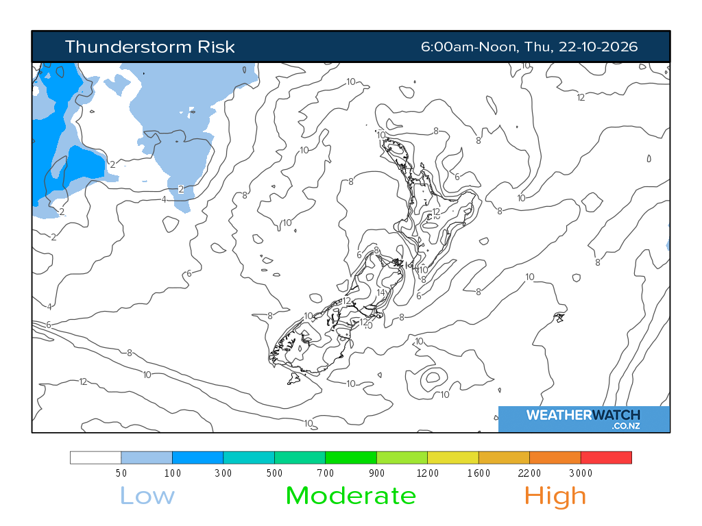 Thunderstorm risk for 7:01am on Thu 22 October 2026