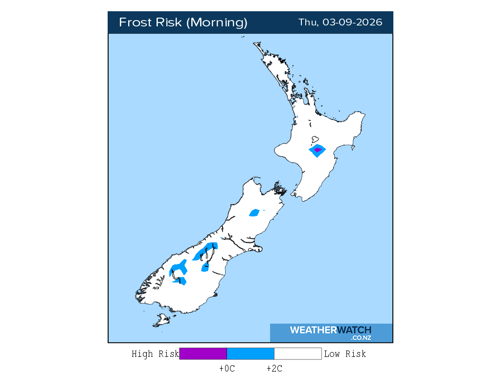 Frost risk for 12:01am on Thu 3 September 2026