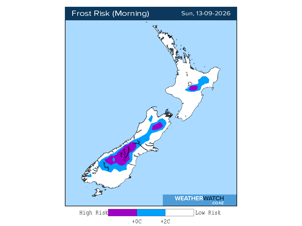 Frost risk for 12:01am on Sun 13 September 2026