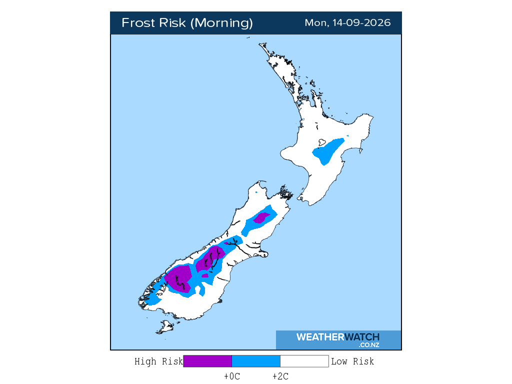 Frost risk for 12:01am on Mon 14 September 2026