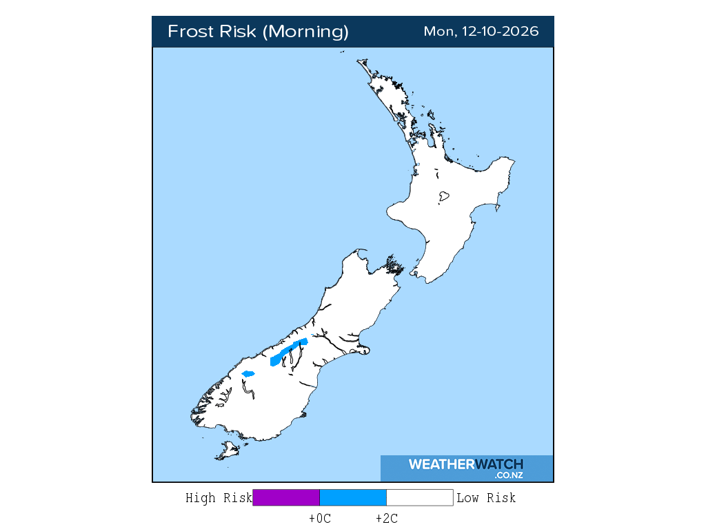 Frost risk for 1:01am on Mon 12 October 2026