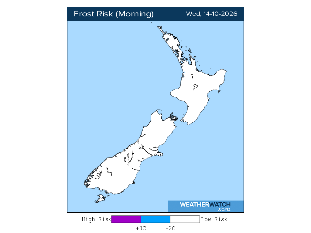 Frost risk for 1:01am on Wed 14 October 2026