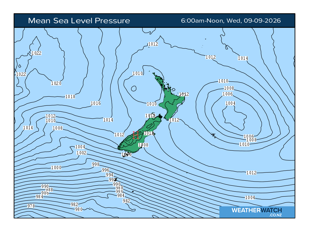 Mean sea level pressure for 6:01am on Wed 9 September 2026