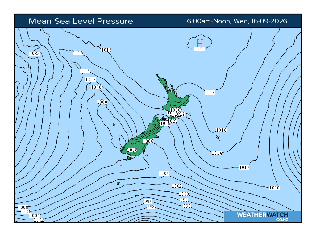 Mean sea level pressure for 6:01am on Wed 16 September 2026