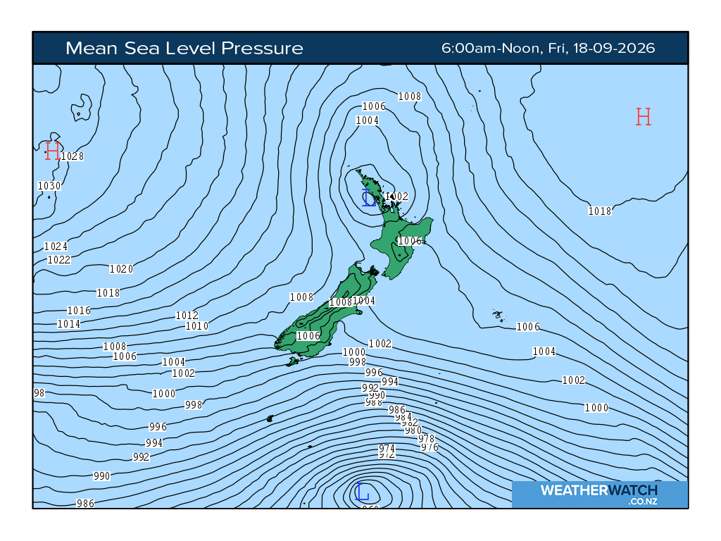 Mean sea level pressure for 6:01am on Fri 18 September 2026
