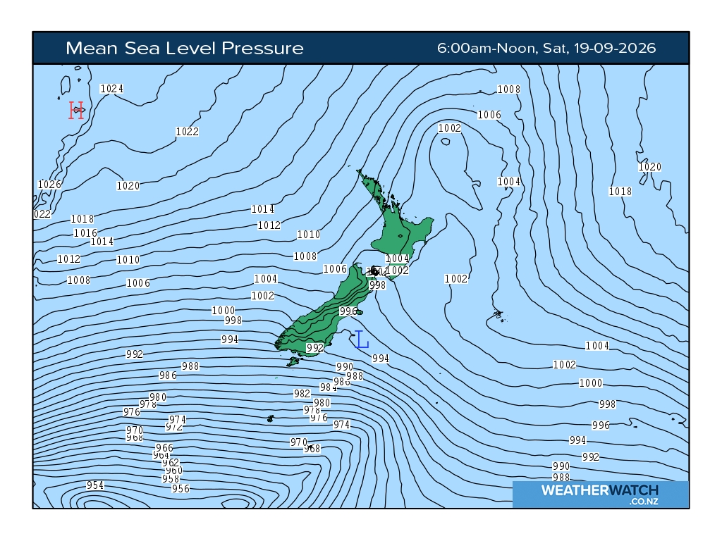 Mean sea level pressure for 6:01am on Sat 19 September 2026