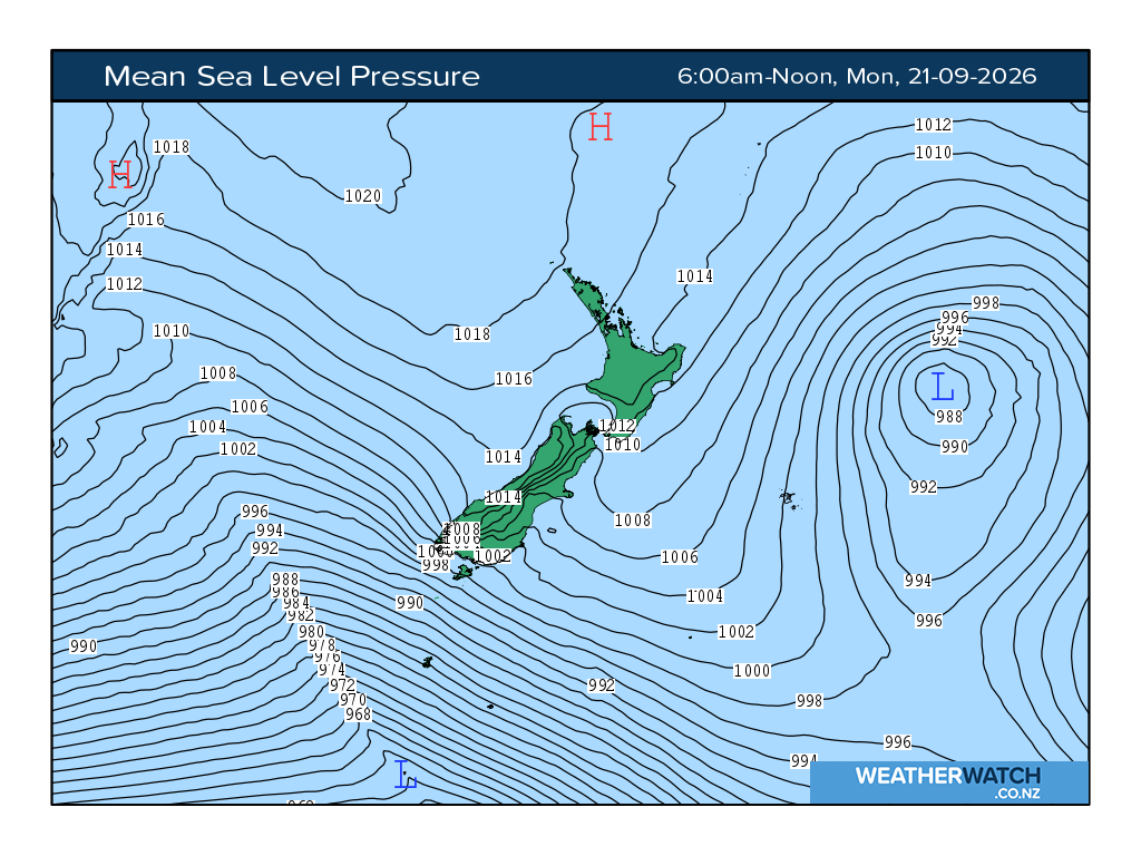 Mean sea level pressure for 6:01am on Mon 21 September 2026