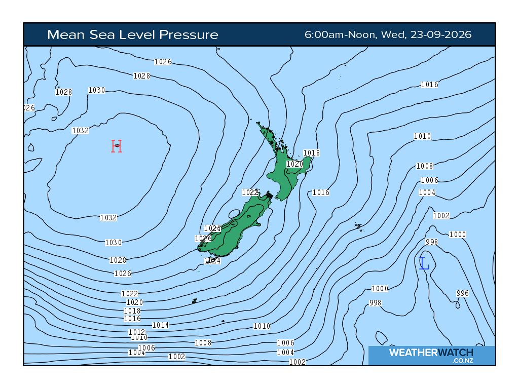 Mean sea level pressure for 6:01am on Wed 23 September 2026