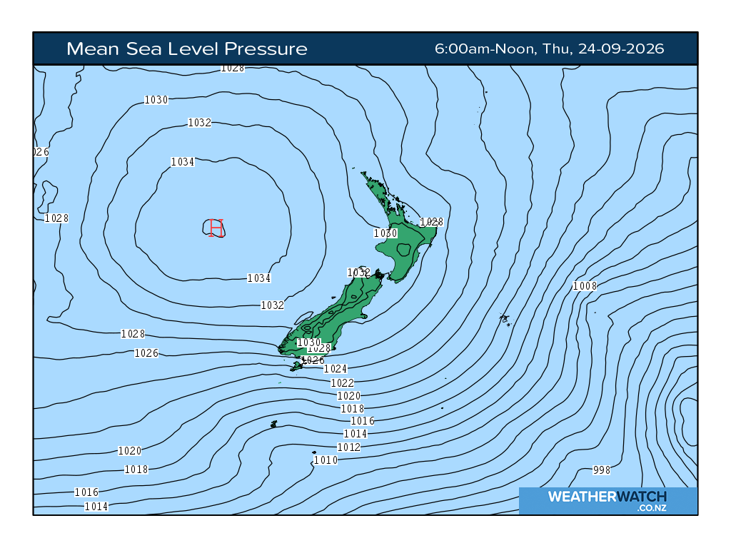 Mean sea level pressure for 6:01am on Thu 24 September 2026