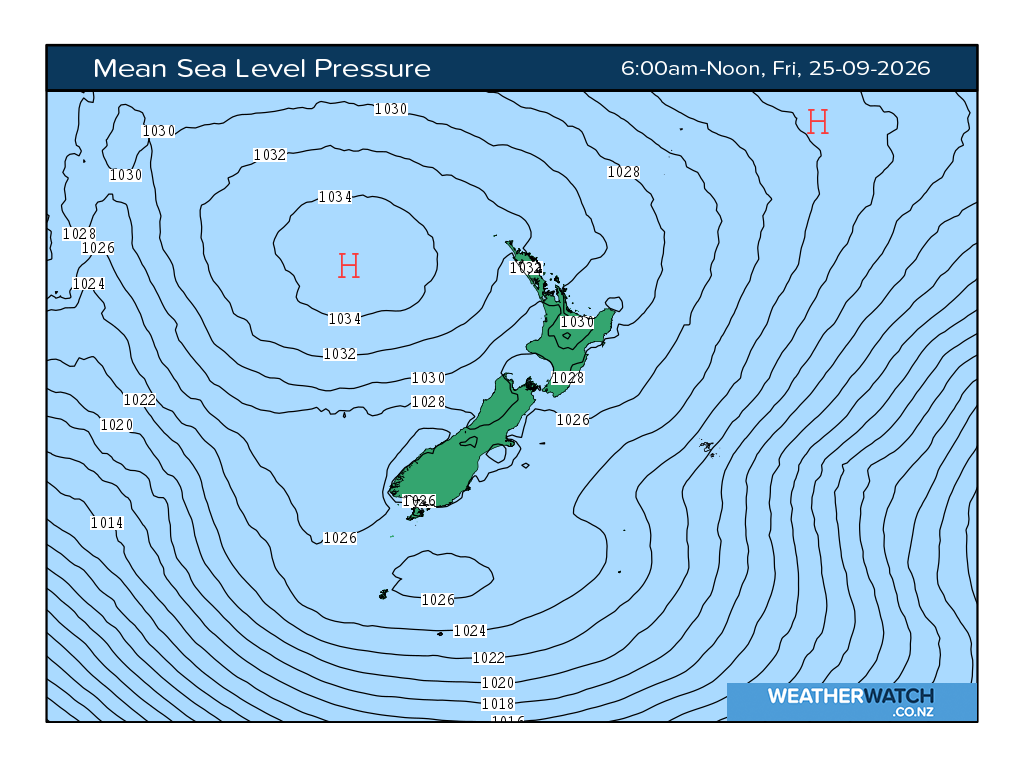 Mean sea level pressure for 6:01am on Fri 25 September 2026