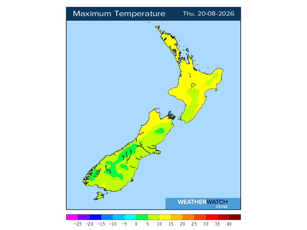 Maximum temperature for 12:01pm on Thu 20 August 2026
