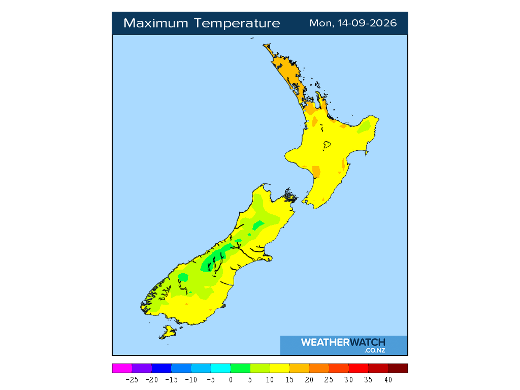 Maximum temperature for 12:01pm on Mon 14 September 2026