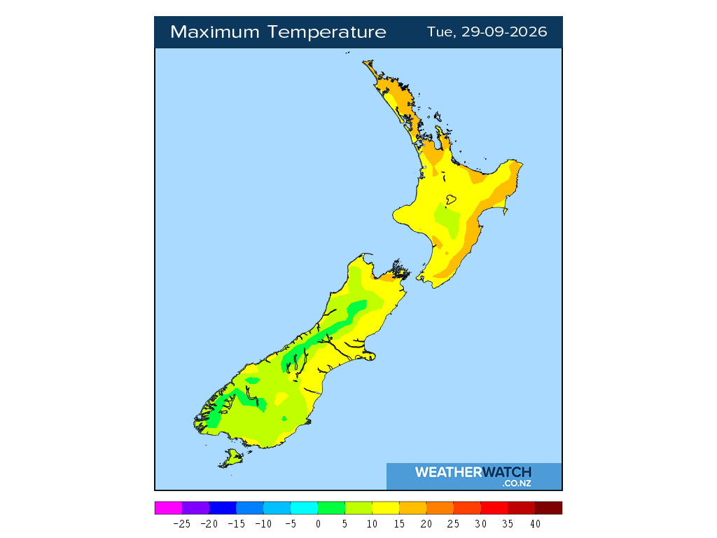 Maximum temperature for 1:01pm on Tue 29 September 2026