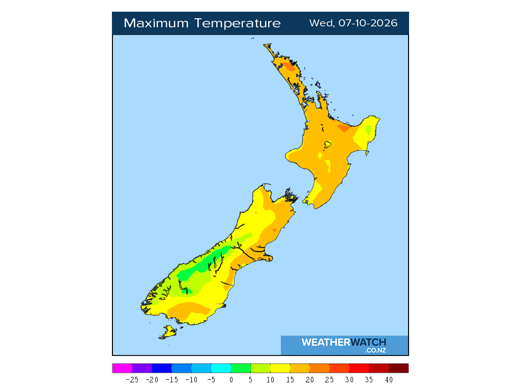 Maximum temperature for 1:01pm on Wed 7 October 2026