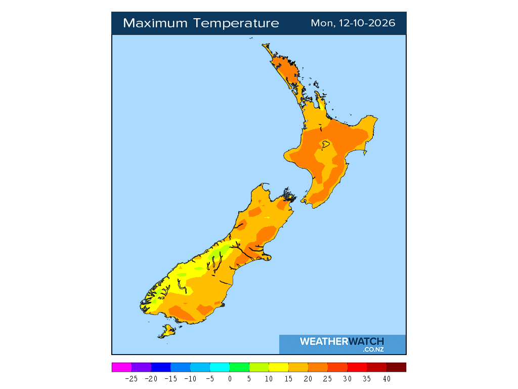 Maximum temperature for 1:01pm on Mon 12 October 2026