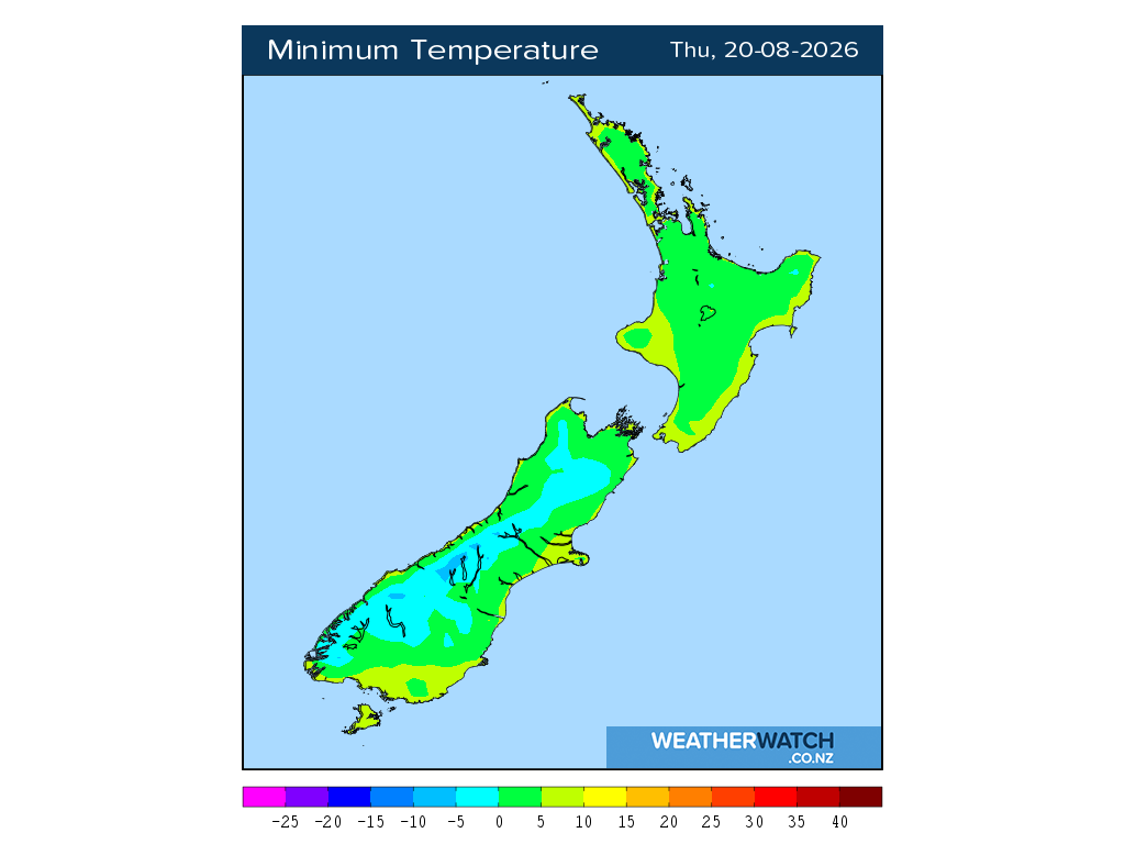 Minimum temperature for 12:01am on Thu 20 August 2026