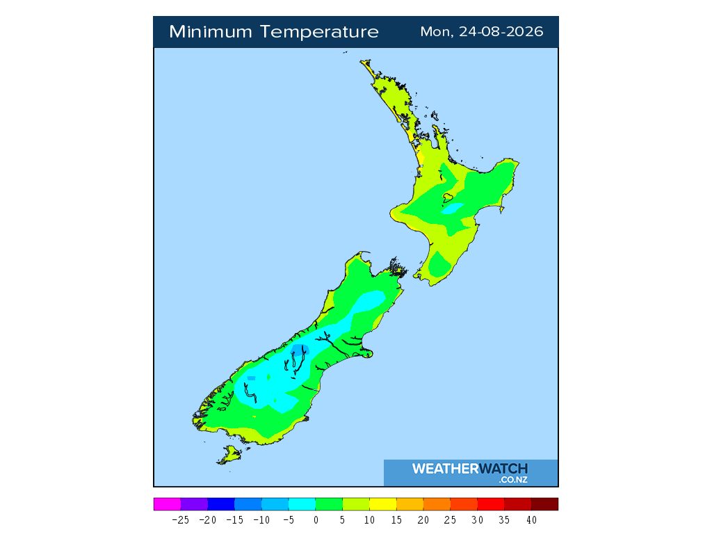 Minimum temperature for 12:01am on Mon 24 August 2026