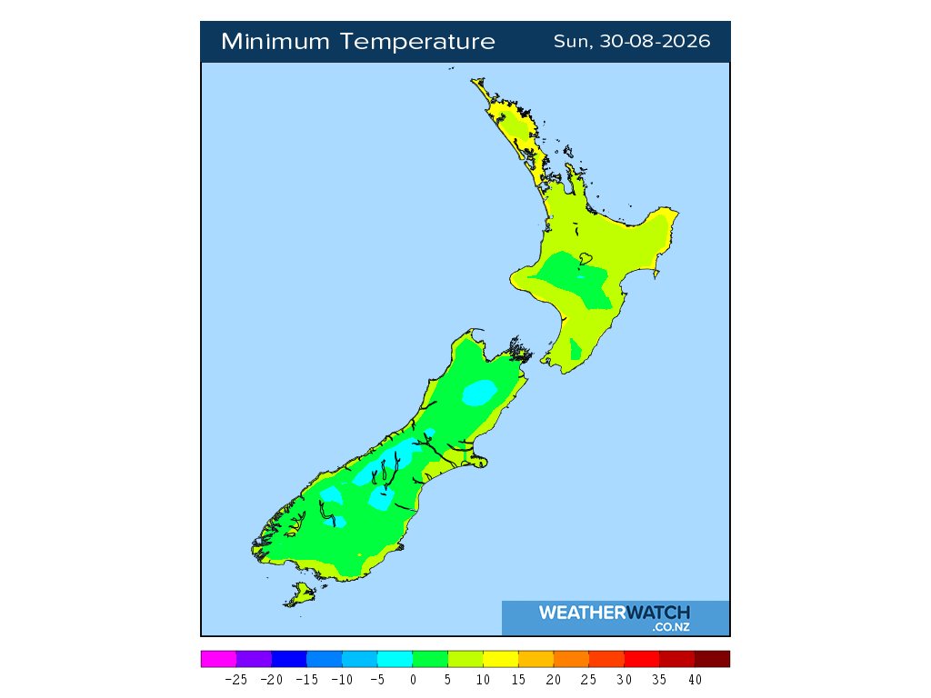 Minimum temperature for 12:01am on Sun 30 August 2026