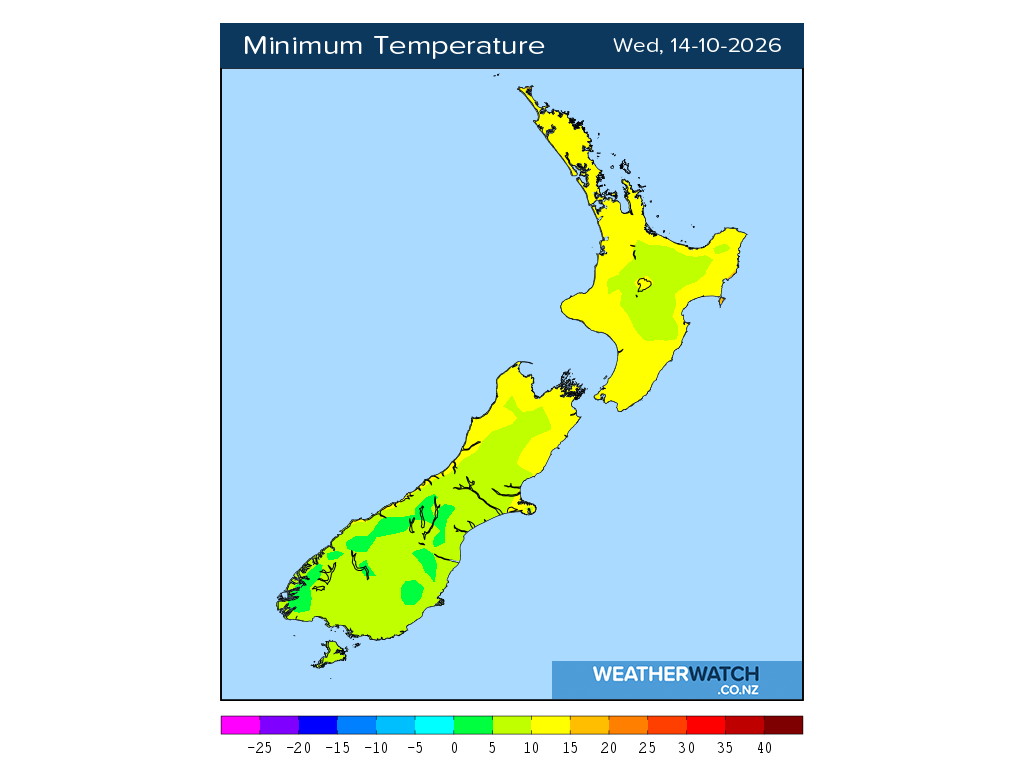 Minimum temperature for 1:01am on Wed 14 October 2026